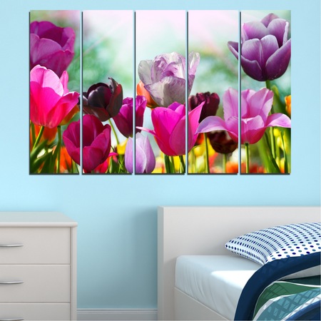 Декоративни панели Vivid Home от 5 части, Цветя, PVC, 110x65 см, 2-ра Форма №0143