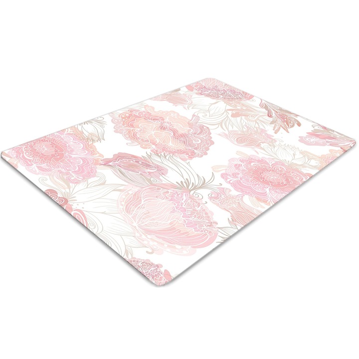 Covor pentru scaun de birou, PVC, model floral, Roz, 140 cm x 100 cm, 010250310030100030207