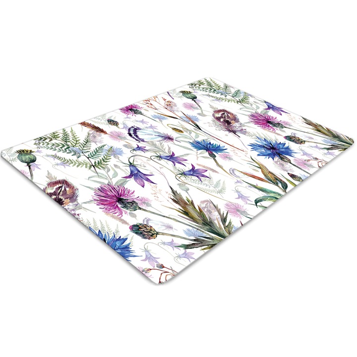 Covor pentru scaun de birou, PVC, flori de camp, Verde, 100 cm x 70 cm, 010250310010100030160