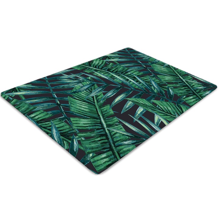 Covor PVC, Tulup, Vinil, Dreptunghi, Frunze tropicale, Verde, 140 cm x 100 cm, 010250310030100030408