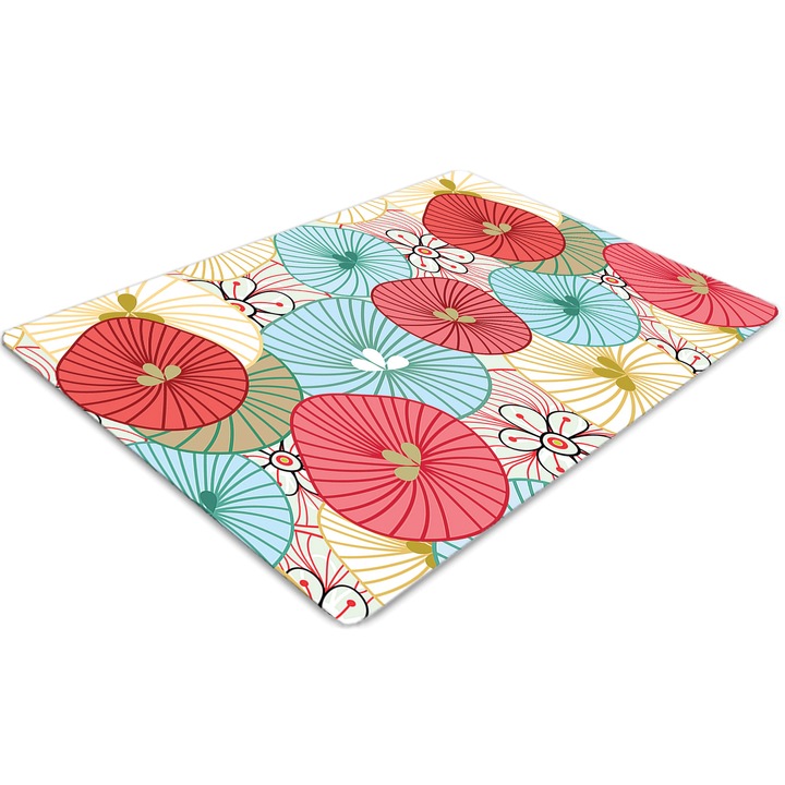 Covor pentru scaun de birou, PVC, model floral, Roz, 140 cm x 100 cm, 010250310030100030410