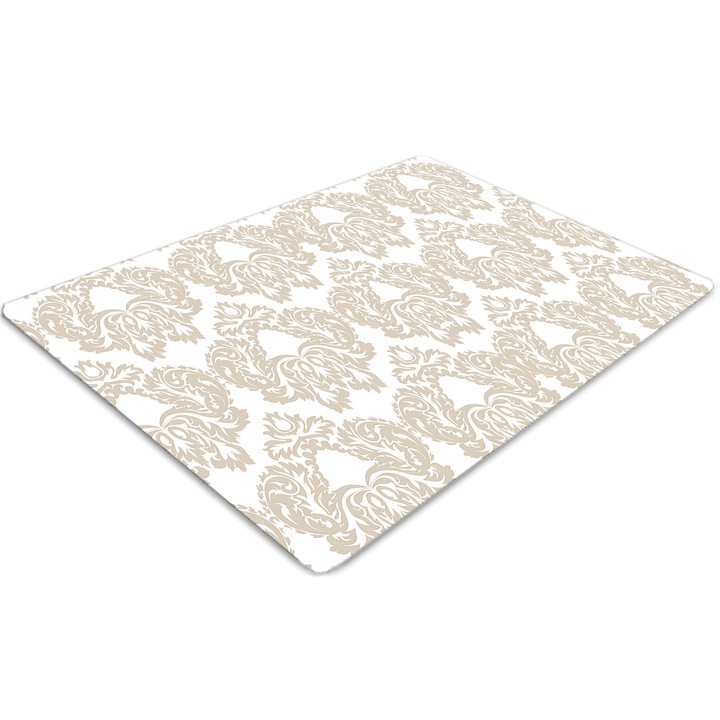 Covor pentru scaun de birou, PVC, model floral, Alb, 100 cm x 70 cm, 010250310010100030500