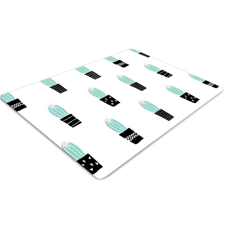 Covor pentru scaun de birou, PVC, cactusi, Gri, 100 cm x 70 cm, 010250310010100030638