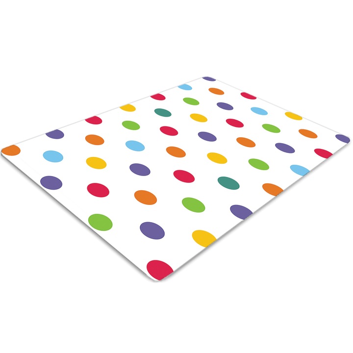 Covor PVC, Tulup, Vinil, Dreptunghi, Puncte multicolore, Verde, 100 cm x 70 cm, 010250310010100030640