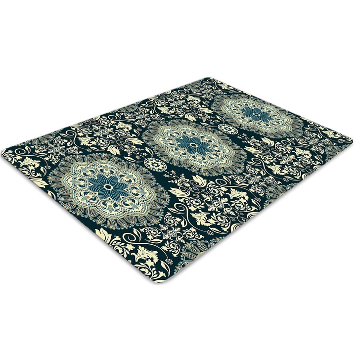 Covor pentru scaun de birou, PVC, damasc, Albastru, 140 cm x 100 cm, 010250310030100030692