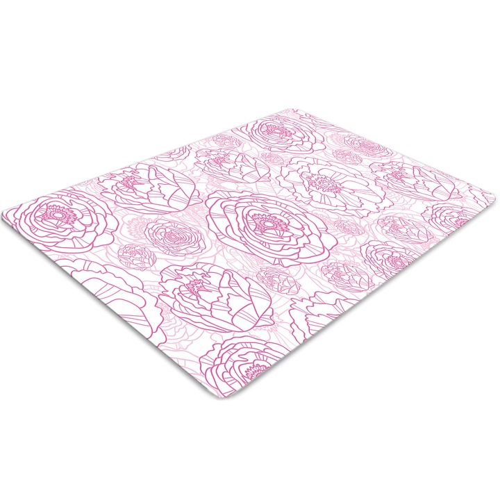 Covor pentru scaun de birou, PVC, flori roz, Roz, 100 cm x 70 cm, 010250310010100054889