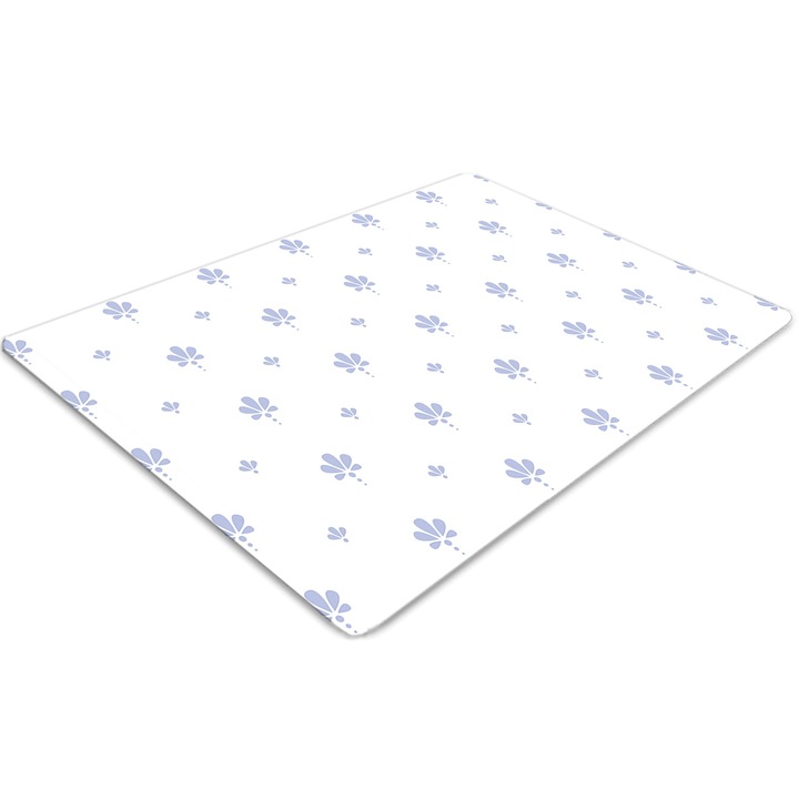 Covor PVC, Tulup, Vinil, Dreptunghi, Model floral, Albastru, 140 cm x 100 cm, 010250310030100012994