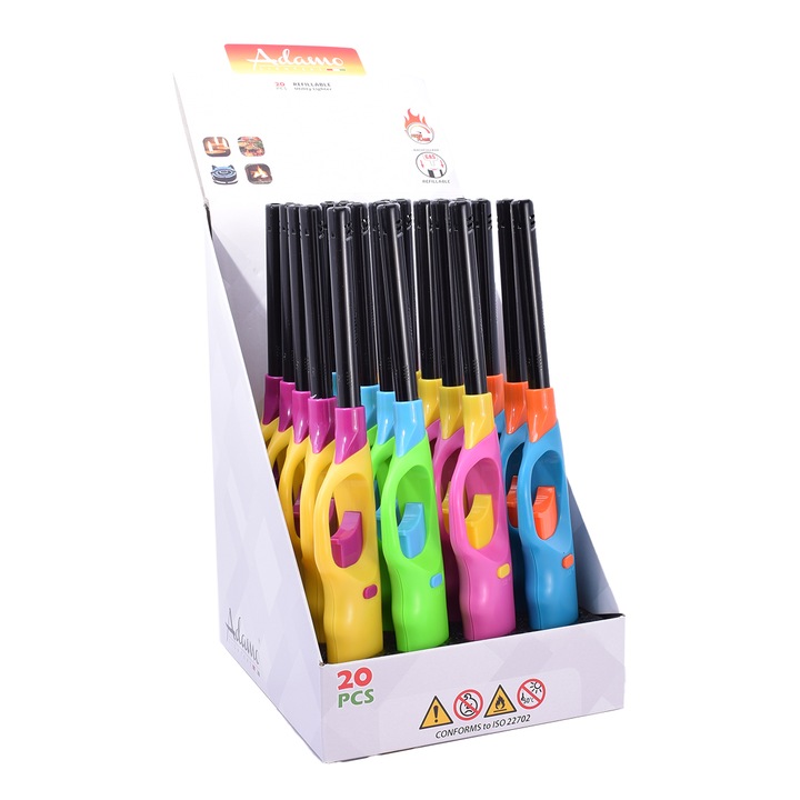 Pachet aprinzatoare barbeque, Adamo, 20 buc, protectie copii, multicolor