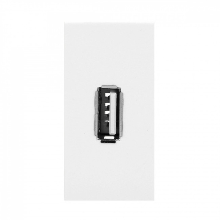 USB 2.0 модулен контакт Noen, Orno, 22.5 x 45 mm, Бял