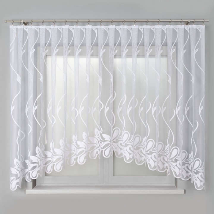 Perdea Jacquard, Markizeta, 430 x 160 cm, Poliester, Alb