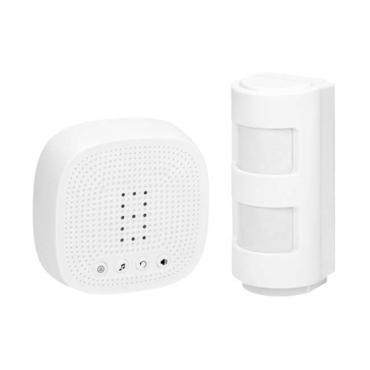 Senzor miscare wireless, Orno, Avertizare sonora/luminoasa, Protectie IP44, 300 m, 16 senzori, Alb