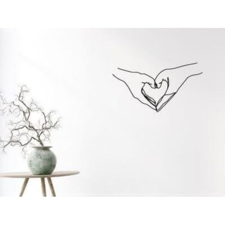 Line-Art faldekoráció - Kezek, 60x40cm
