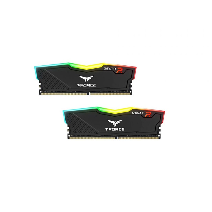 Memorie Team Group T-Force Delta RGB Black, DDR4, 16GB (2x8GB), 3200MHz, CL16-20-20-40, 1.35V