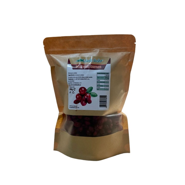 Merisoare confiate 500g – dulci-acrisoare, moi si aromate – Ambalaj SmartZip resigilabil