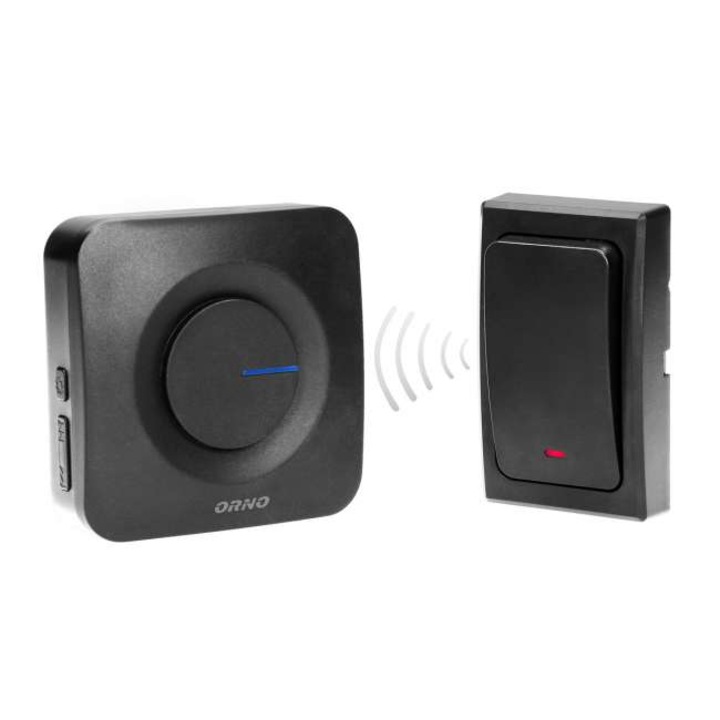 Звънец Ondo AC, Orno, Безжичен, Бутон без батерия, 36 тона, 200 м, Черен