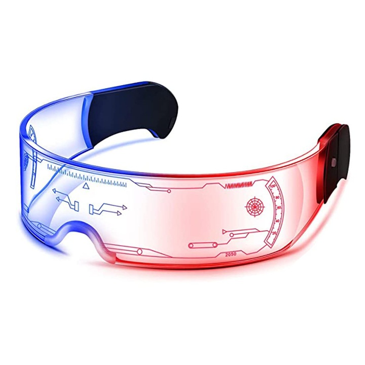 Ochelari adulti, YIJBAO, LED, 7 Culori, 4 Moduri iluminare, Transparent