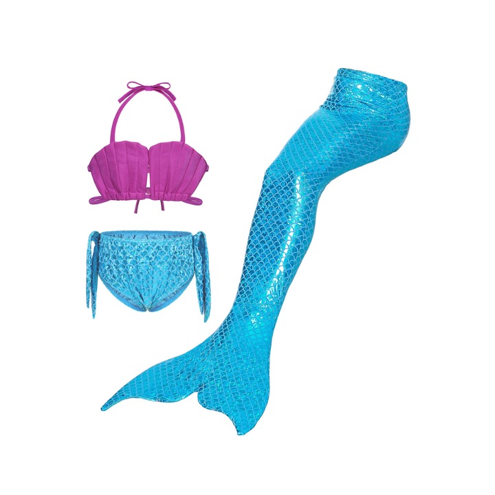 Комплект бански Mermaid, Disney, 3 части, Party Chili®, Син