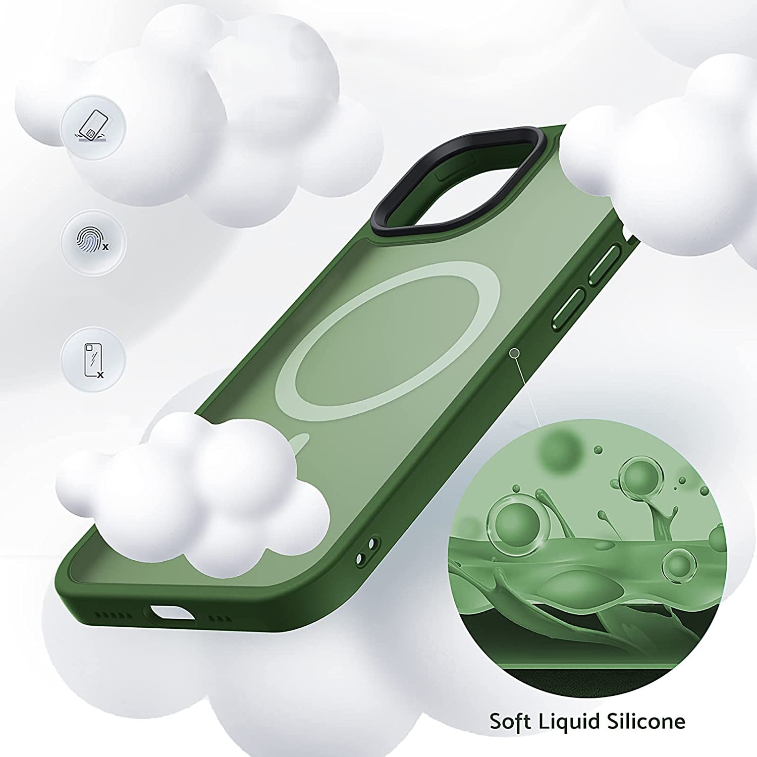 Husa pentru IPhone 12 PRO MAX, MobileSmart MagSafe, Hybrid ultra slim, carcasa spate Antisoc, hardcase, Verde