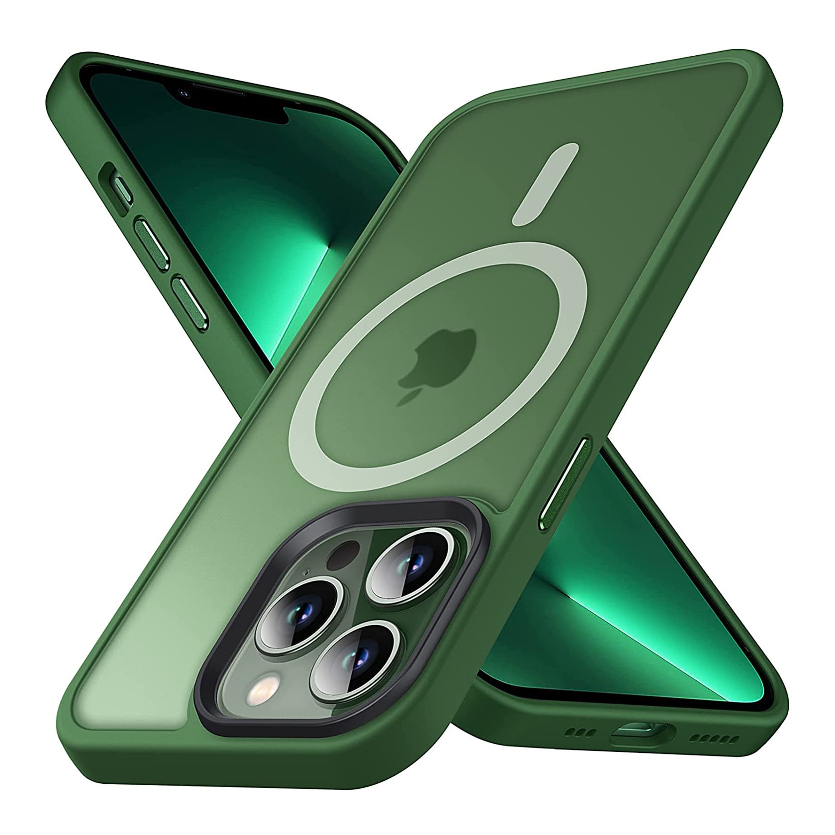 Husa pentru IPhone 13 PRO, MobileSmart MagSafe, Hybrid ultra slim, carcasa spate Antisoc, hardcase, Verde