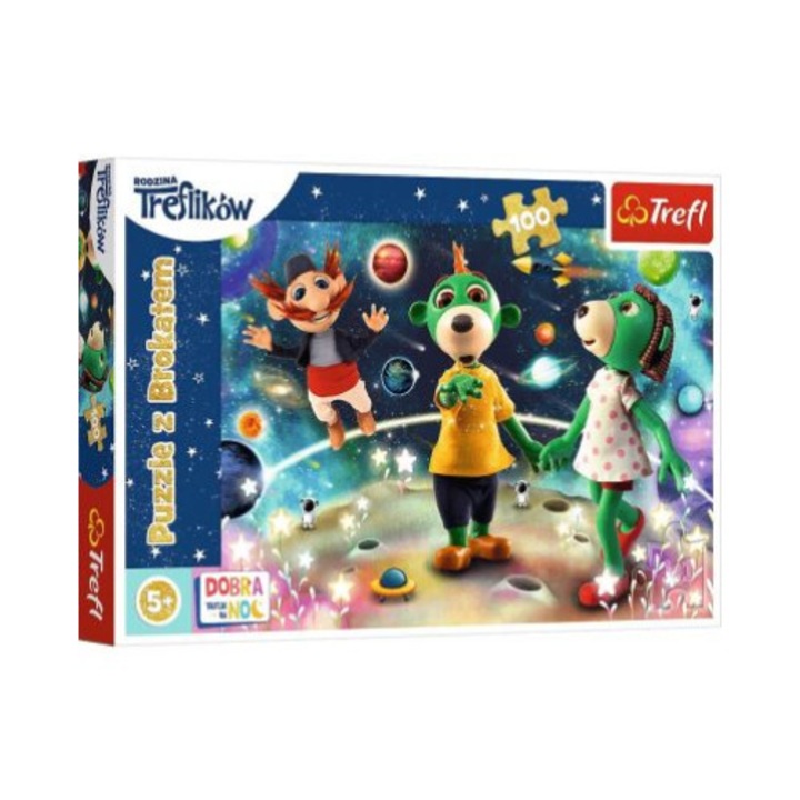 Пъзел Trefl от 100 части - Трефлик сред звездите