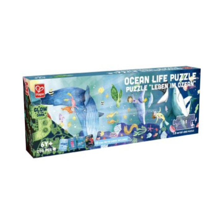 Hape Puzzle panoramic din lemn de 200 de piese - Oceanul