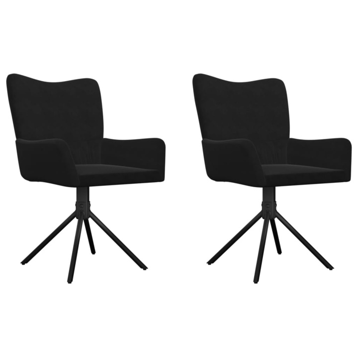 Set scaune de bucatarie pivotante vidaXL, 2 buc., negru, catifea, 55 x 56 x 85,5 cm, 13.85 kg