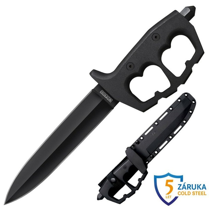 Set cutit si teaca, Chaos Double Edge, Cold Steel, Otel, 342 mm, Negru