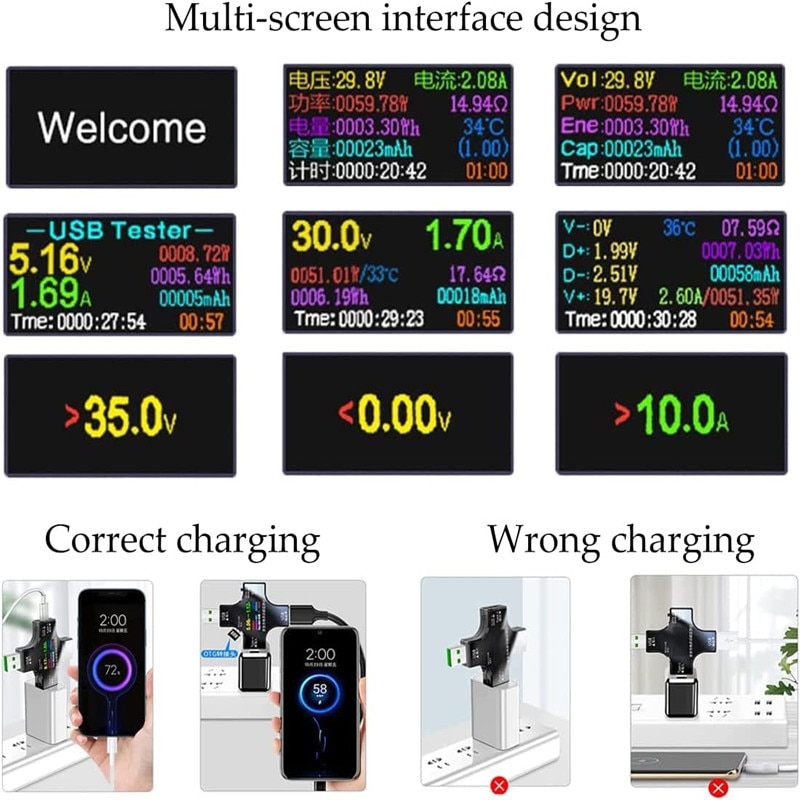 Tester USB C Power Meter 2 In 1 Tip C USB Multimetru Digital LCD ...