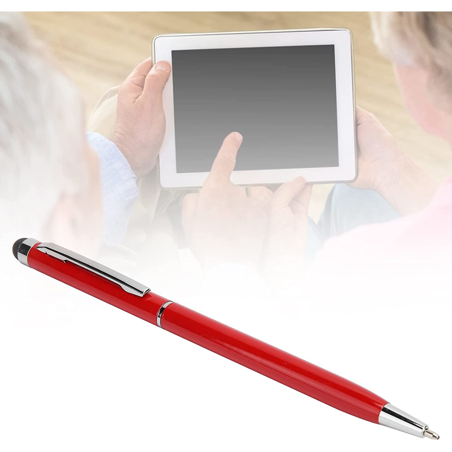 Stylus 2 in 1 compatibil cu dispozitive cu touch screen, Red eMAG.ro
