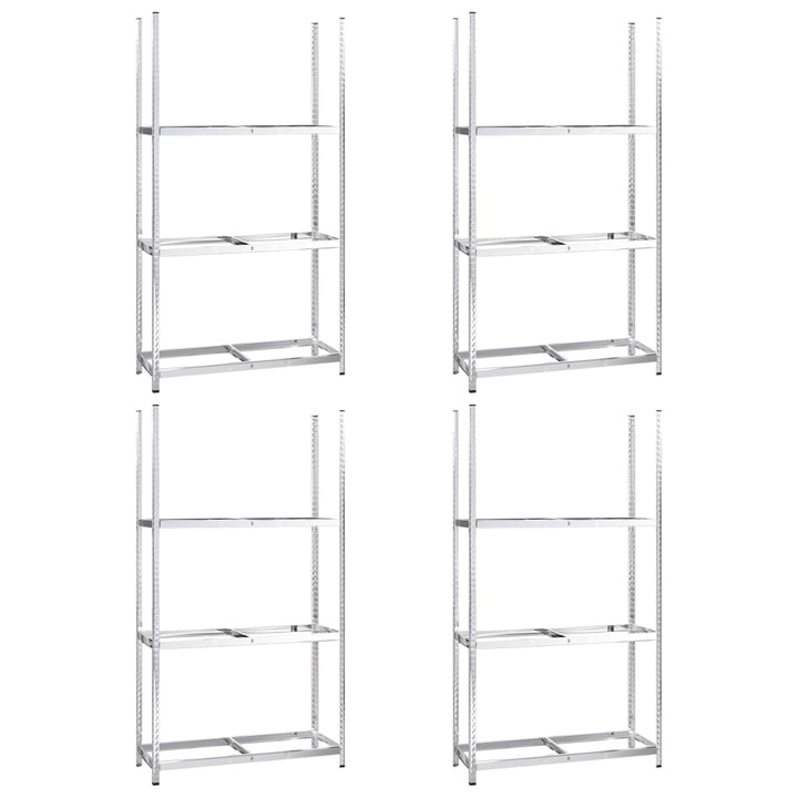 VidaXL 4 db ezüstszínű 3-szintes acél gumiabroncstartó 110x40x200 cm 3154235