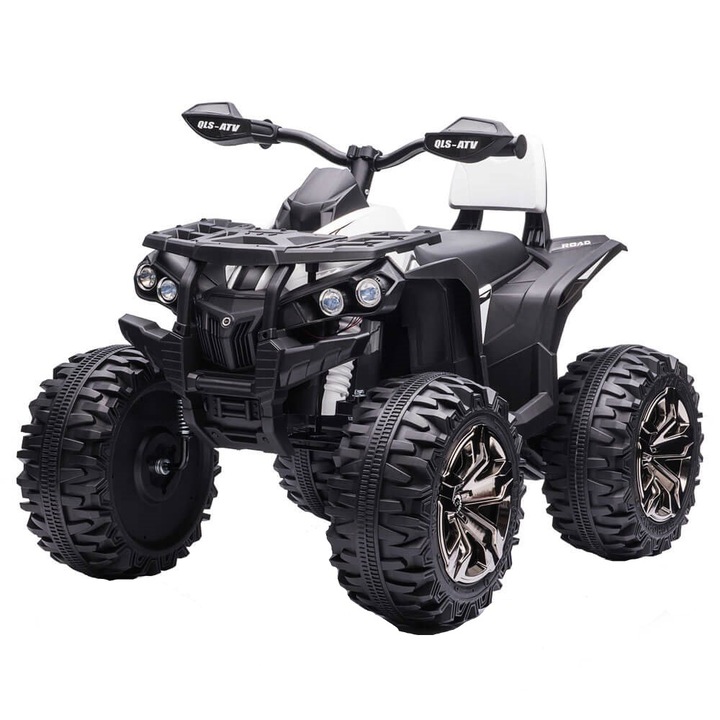 ATV electric pentru copii cu Tractiune 4×4, 4 motoare de 12Volti, 103 x 65 x 73 cm, mp3 player USB, suspensii spate, QLS-3288, negru