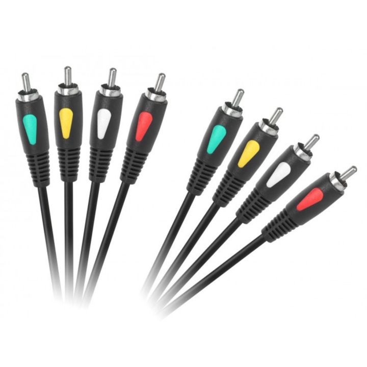 Dugós kábel, Cabletech, 4RCA-4RCA, 1 m, Fekete