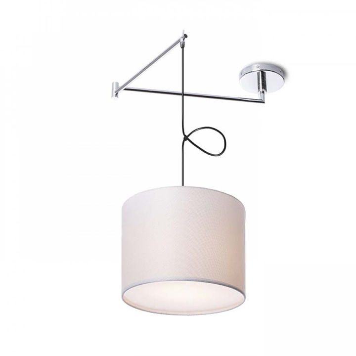 Висулка, RENDL, хром/текстил, 230 V, E27, 42 W, бежово/черно/сребристо