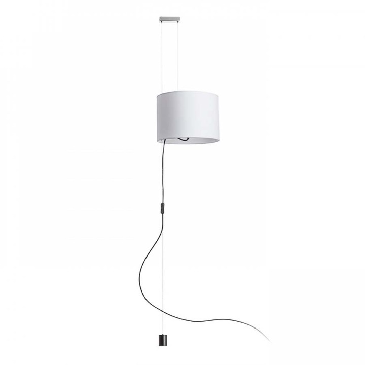 Pendul, RENDL, Crom/Textil, 230 V, E27, 42 W, Alb/Negru