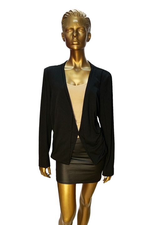 Дамско сако JUP 0582685 10-229, Късо, По-дълга кройка отпред, Декоративни джобове, L, Черен