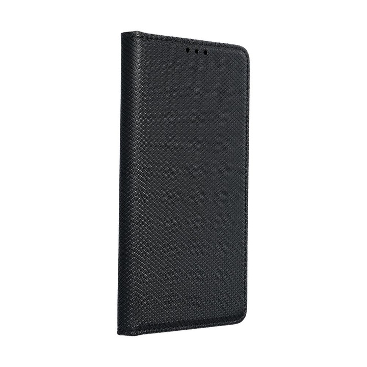 Husa tip carte, compatibila cu Samsung Galaxy A14 4G / A14 5G, model Smart Case Book, material textil, inchidere magnetica, negru