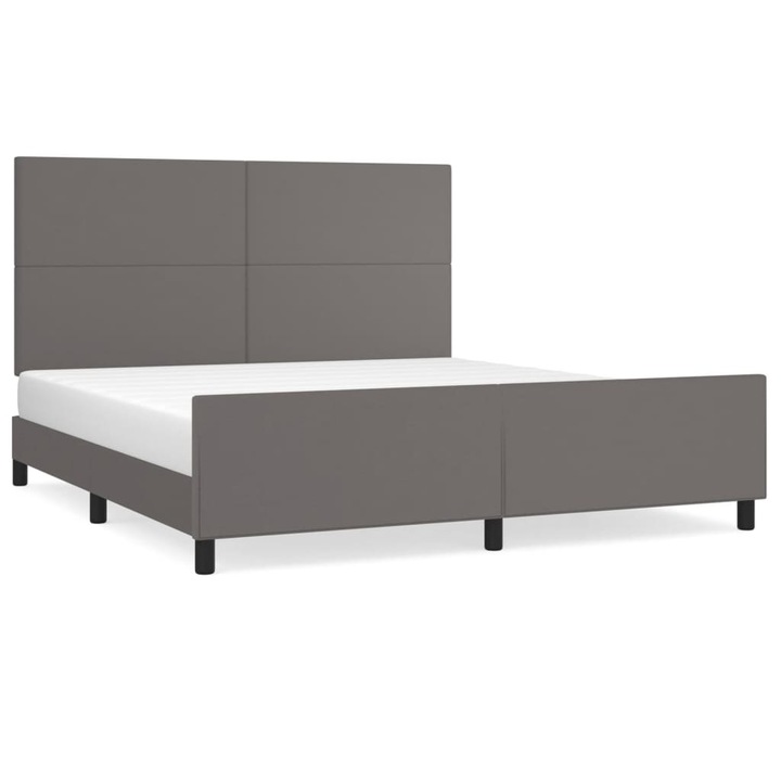 Cadru de pat cu tablie vidaXL, gri, 180x200 cm, piele ecologica, 36.2 kg
