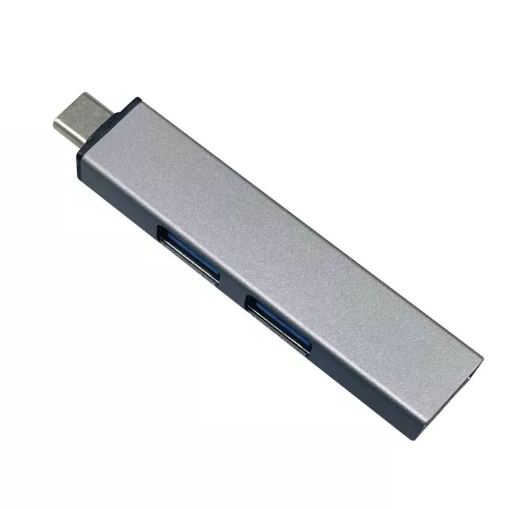 Hub USB 3.0 Type C, 3 x USB Port, Carcasa Aluminiu, Plug & Play, Gri, YULMI