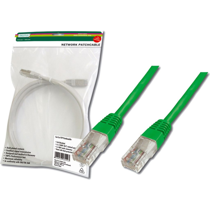 Пач кабел Digitus, U / UTP кат. 5E Professional, PVC, 1 м, Зелен