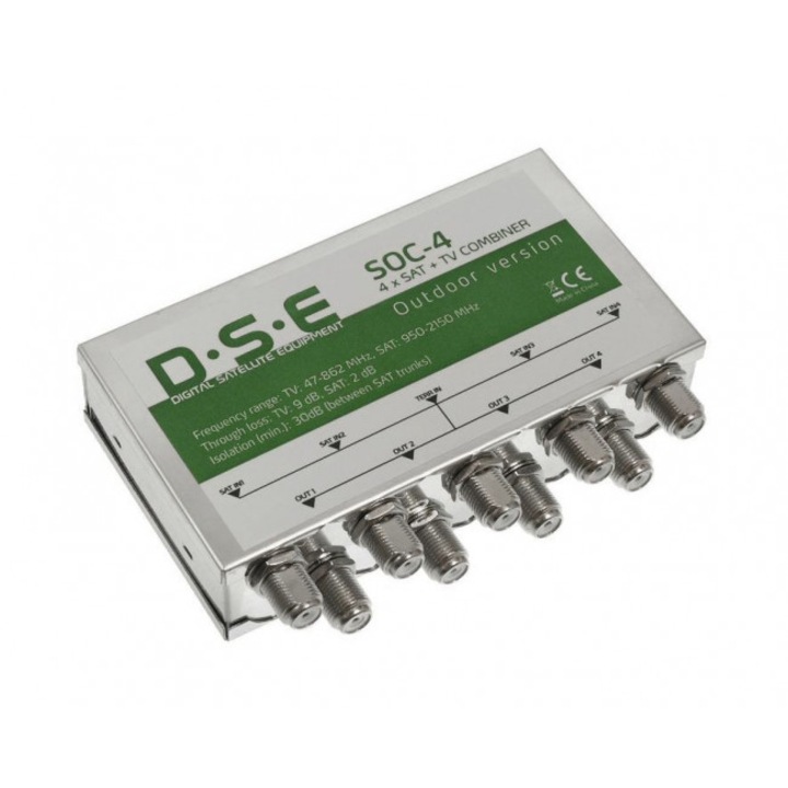 Комбинатор RTV/SAT, 47-862MHz, гнезда тип F, пластмаса, бял