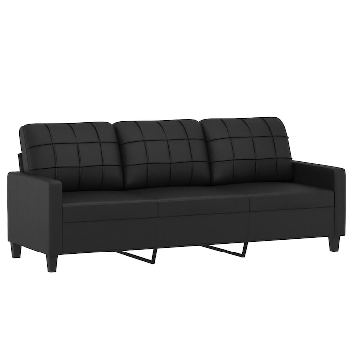 vidaXL 3 személyes fekete műbőr kanapé 180 cm 359122