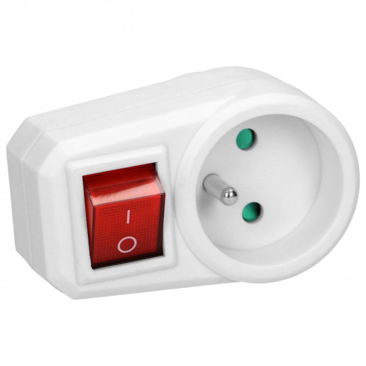 Stecher, Orno, 1 priza, Buton on/off, Alb