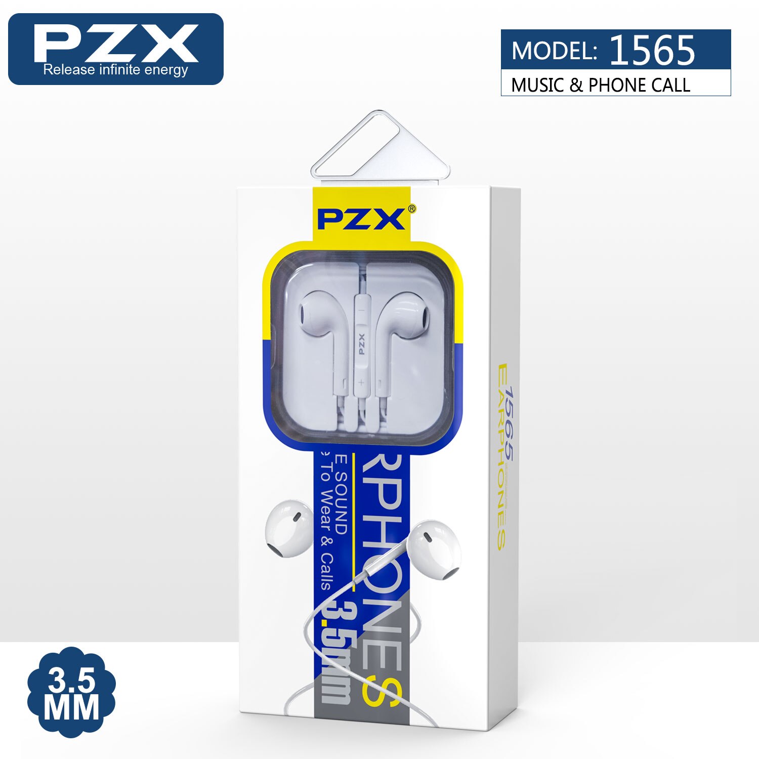 Casti cu microfon PZX, 1565, 3.5 mm, Alb
