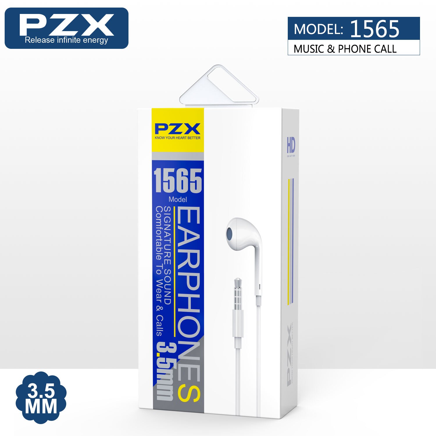 Casti cu microfon PZX, 1565, 3.5 mm, Alb