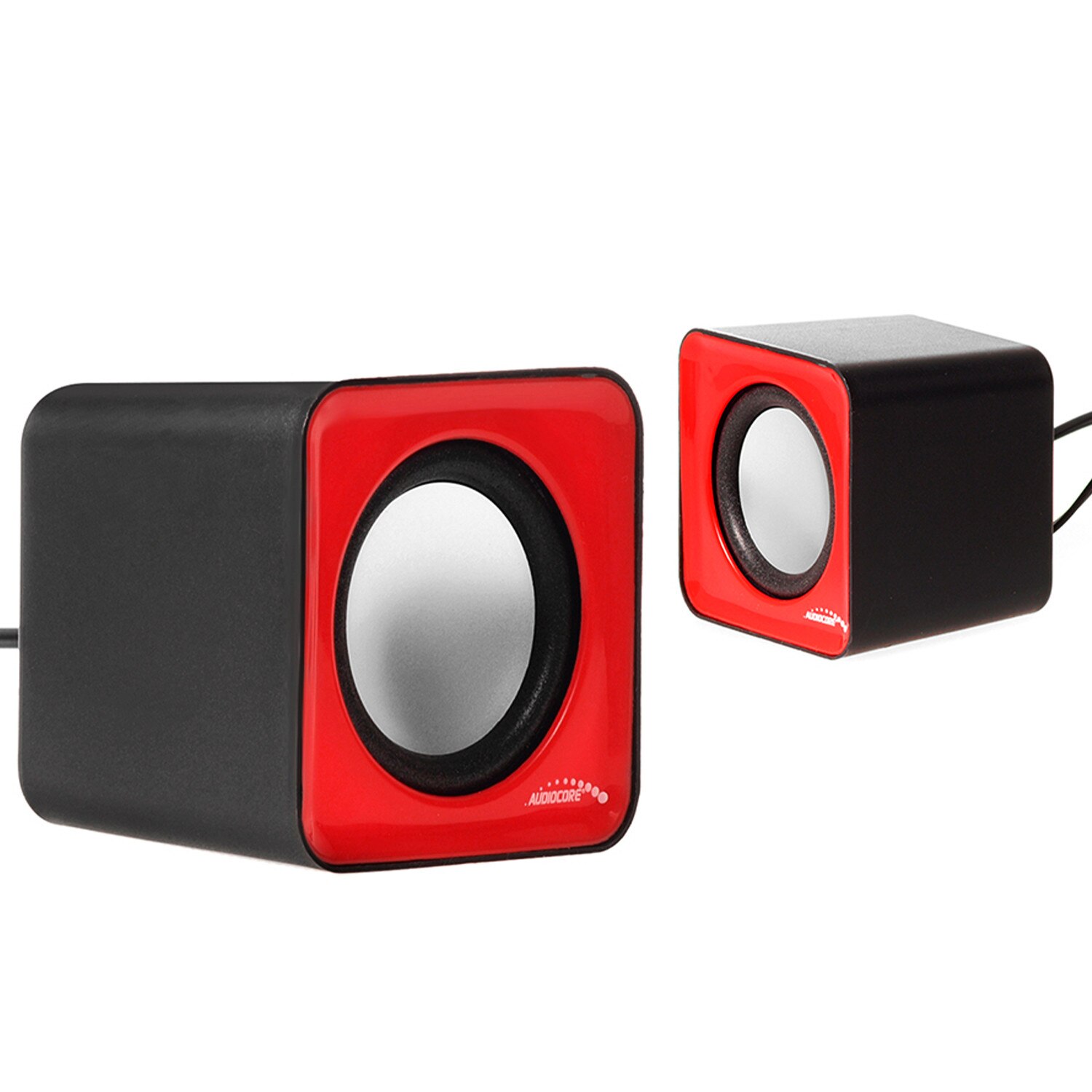 Set 2 boxe PC, Audiocore, 6W, USB, Rosu/Negru - eMAG.ro