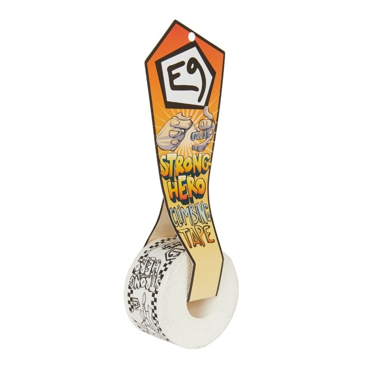 Лента за катерене, E9, Strong Hero, Памук, 4 см x 10 м, Бяло/Черно