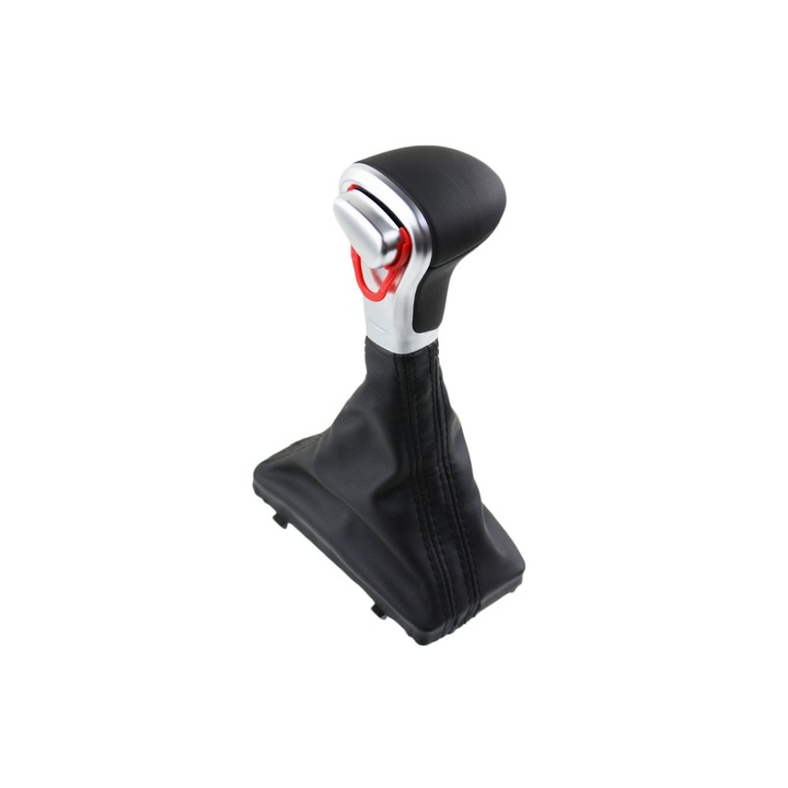 Nuca si manson schimbator de viteze Emzone, Compatibil cu Audi A3/A4/A5/A6/Q5, Piele ecologica/ABS, Negru/Argintiu