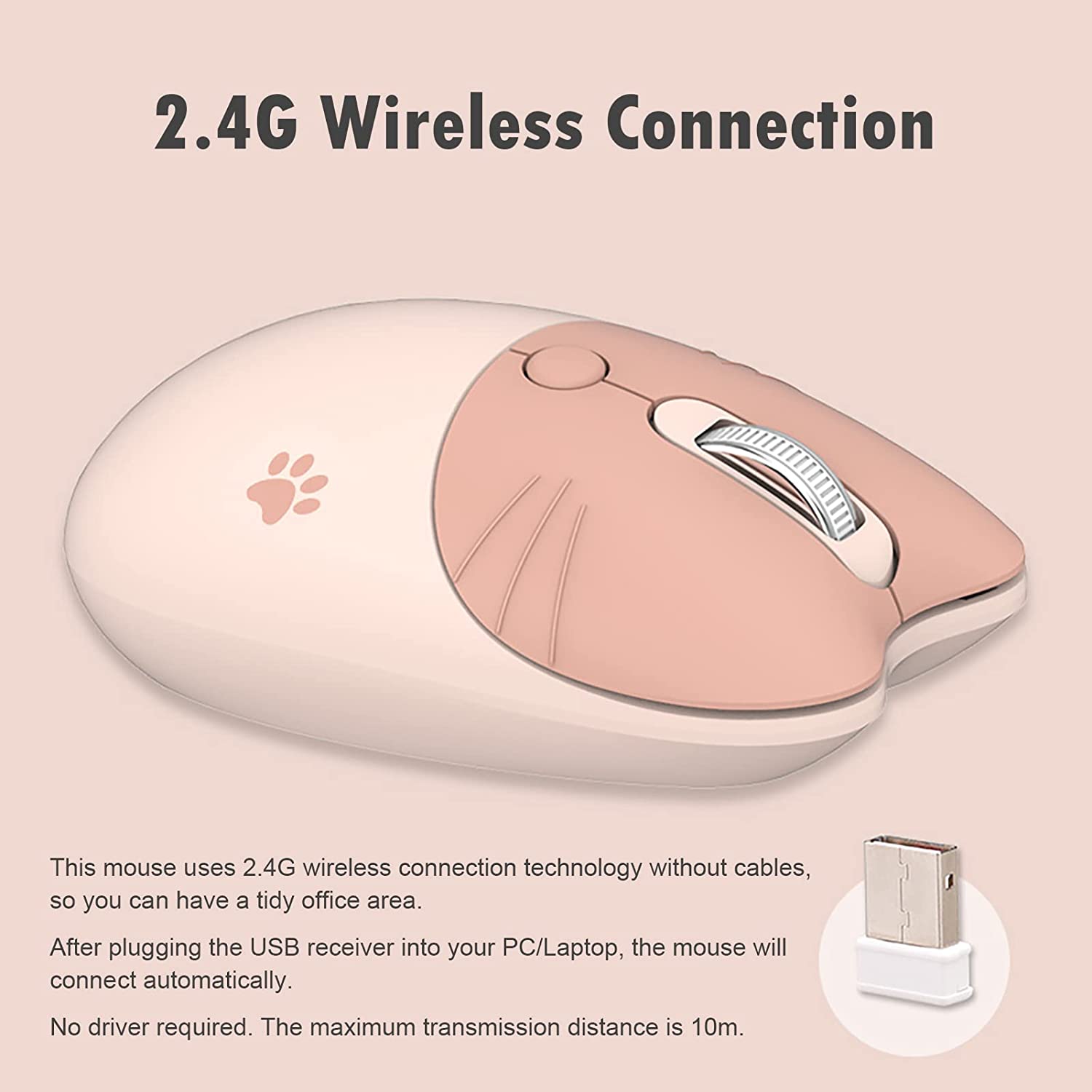 Mouse wireless, 2.4 GHZ fara fir, Silentios, 3 DPI, Subtire
