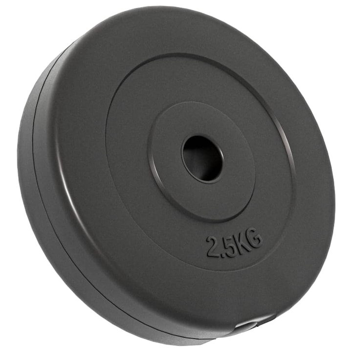 Set 4 discuri greutati, 4x2,5kg, ciment/plastic rezistent, negru