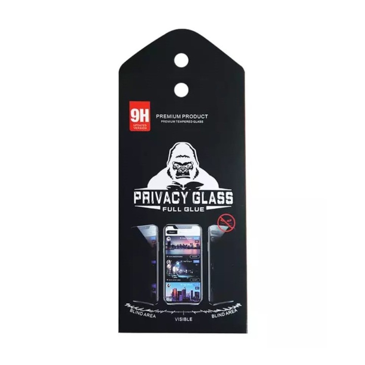 OEM Privacy Glass Film 9H Védőfólia, Full Glue, Kompatibilis Apple iPhone 13Pro Max/14 plus készülékkel, Professzionális 3D képernyővédelem